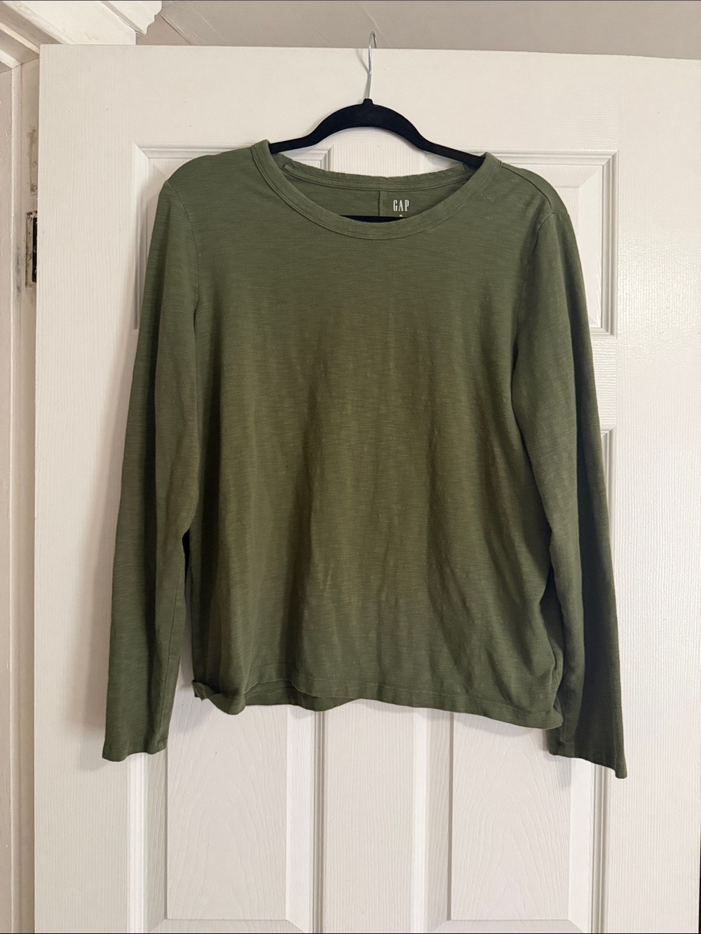 GAP Olive Crewneck Slub Long Sleeve Tee